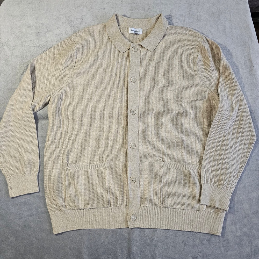 Goodfellow & Co Mens XL Oatmeal Ribbed Button Front Sweater Cardigan NWT MR9Z65